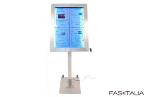 Porta Menu in acciaio con base 120cm. 4 A4