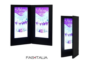 Portamenù luminoso a led per 2 fogli Portamenù luminoso a led per 2 fogli